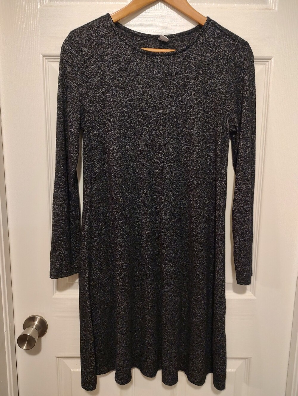 Old Navy Black Heather Long-Sleeve Knit Dress